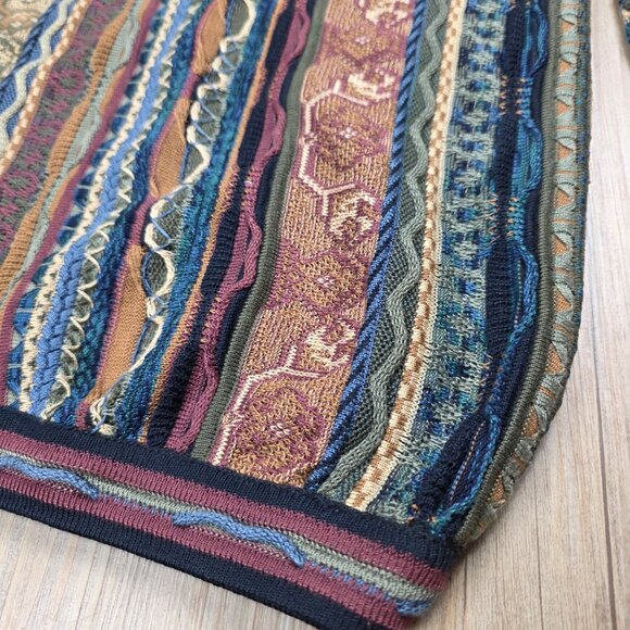 Tundra Men's Vintage Knit Coogi Style Crewneck Sweater Textured L 90s - Picture 6 of 14